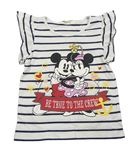 Bílo-tmavomodré pruhované tričko s Mickeym a Minnie H&M