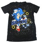 Černé skvrnité tričko se Sonicem