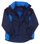 Tmavomodro-modrá šusťáková podzimní bunda s ukrývací kapucí Movement