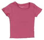 Růžové žebrované crop tričko Primark