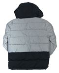 Stříbrno-čierna šušťáková zimná bunda s kapucňou zn. Primark