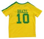 Tmavožluto/zelený športové futbalový dres Brazil a pruhy a číslom zn. Tu
