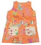 Broskvové kvetované plátenné šaty zn. Cakewalk