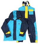 2set- Modro-tmavomodrá šusťáková bunda s kapucí + Laclové kalhoty 