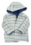 Modrý /bílo-modrý bavlněný zateplený oboustranný kabátek s kapucňou
