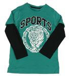 Zeleno-černé triko s tygrem F&F