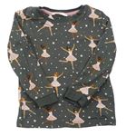 Tmavošedé pyžamové triko s baletkami a hvězdičkami M&S