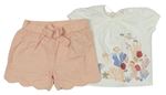 2set - Smetanové tričko s korály a rybami + růžové třpytivé podšité kraťasy Mothercare
