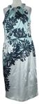Dámské světlemodro-bílo-tmavomodré květované saténové šaty Coast 