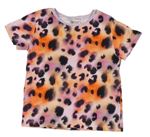 Růžovo-oranžové batikované tričko s leopardím vzorem Next