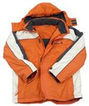 Oranžovo-bílá šusťáková zimní funkční lyžařská bunda s kapucí alive
