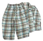 Hnědo-smetanovo-tyrkysové kostkované flanelové pyžamo Mini Mode