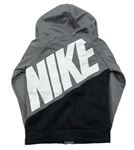 Sivo-čierna športová funkčná prepínaci mikina s logom a kapucňou zn. Nike