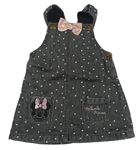 Šedé puntíkaté riflové laclové šaty s Minnie Disney