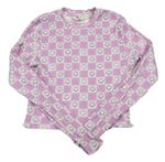 Růžovo-bílé kostkované žebrované triko se smajlíky H&M