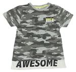 Šedé army tričko s nápisy M&Co.