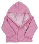 Světlerůžový propínací zateplený oboustranný kojenecký kabátek s kapucňou zn. M&S