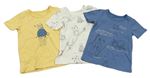 3x tričko se zvířaty - smetanové + žluté + modré George