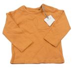 Oranžové žebrované triko s kapsou Tu