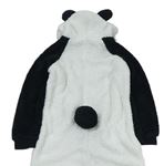 Bielo-čierna chlpatá kombinéza s kapucí - Panda zn. Tu
