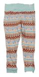 Světelmodro-béžovo-hnědé vzorované pyžamové kalhoty