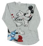Světlešedé melírované triko s Minnie a Mickeym Disney