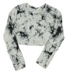 Bílo-černé vzorované crop triko Shein