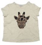 Béžové melírované tričko se žirafou z flitrů M&S