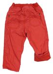 Červené plátenné podšité nohavice s úpletovým pasom zn. Debenhams