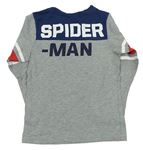 Sivo-tmavomodré melírované tričko so Spider-manem a pruhmi zn. H&M