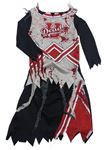 Kostým - Béžovo-červeno-černé šaty s nápisem - zombie