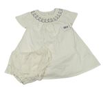 2set - Bílé šaty s výšivkami + kalhotky Matalan