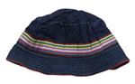 Tmavomodrý riflový podšitý klobouk s proužky 