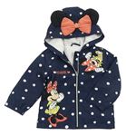 Tmavomodrá puntíkovaná šusťáková jarní bunda s Minnie a kapucí Disney