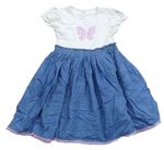 Modro-bílé šaty s motýlkem Topolino