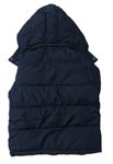 Tmavomodrá šušťáková zimná bunda s výšivkou a kapucňou zn. H&M