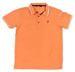 Neonově oranžové melírované polo tričko s palmou a pruhy George