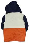 Bielo-oranžovo-tmavomodrá zimná bunda s kapucňou zn. M&S