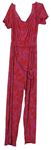 Dámský růžovo-červený květovaný kalhotový overal s páskem Et Vous 