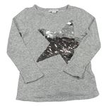 Světlešedé úpletové triko s hvězdičkou z flitrů Primark