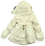 Bílá šusťáková zimní bunda s kapucí a páskem 