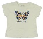 Bílé tričko s motýlkem z flitrů Nutmeg