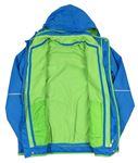 3v1 - Modrá šušťáková jarná bunda s kapucí + zelená fleecová mikina zn. TCM