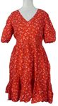 Dámské červené kytičkované plátěné šaty F&F