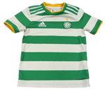 Bílo-zelené pruhované sportovní funkční tričko - Celtic Adidas