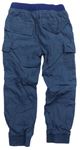 Tmavomodré plátenné podšité cuff nohavice s výšivkami zn. M&Co.