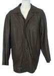 Pánský hnědý kožený podzimní kabát C&A