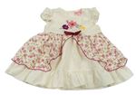 Smetanovo-květované šaty s mašlí 