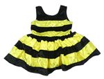 Kostým - Žluto-černé pruhované sametové/saténové šaty s všitým body - vosa