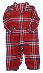 Červeno-tmavomodrý kostkovaný flanelový pyžamový overal M&S